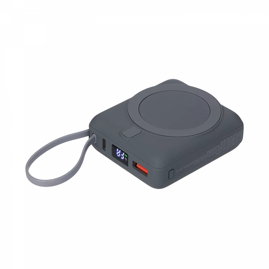 Внешний аккумулятор с подсветкой Риттер PD (Ritter PD) 10000mAh с функцией беспроводной зарядки 15W, серый