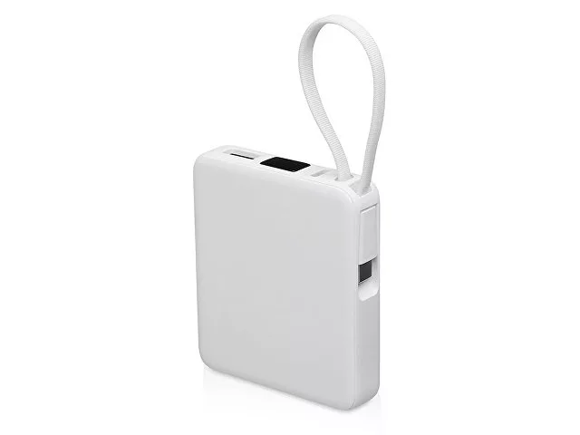 Внешний аккумулятор со встроенным кабелем USB-C «Дэнси», 5000 мАч, белый