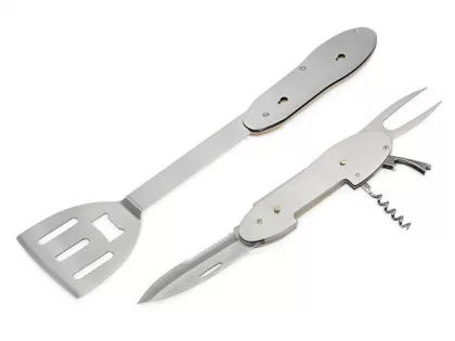 BBQ мультитул Blade 5в1 с деревянными ручками, в чехле, фото 6