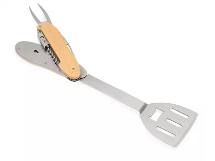 BBQ мультитул Blade 5в1 с деревянными ручками, в чехле, фото 7