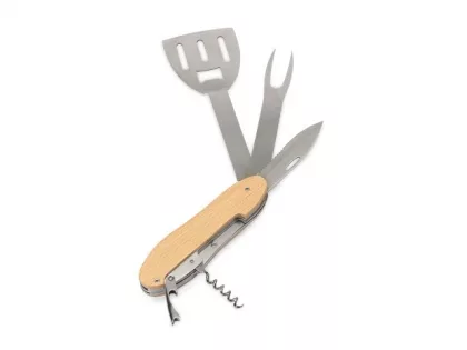 BBQ мультитул Blade 5в1 с деревянными ручками, в чехле, фото 4
