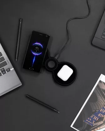Беспроводная (15W) зарядная станция "Cheb" с прозрачным корпусом и MagSafe, черный, фото 7