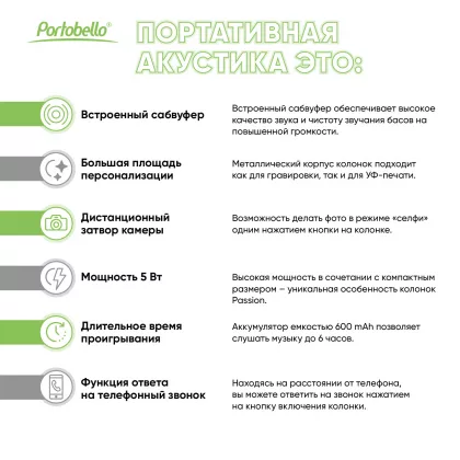 Беспроводная колонка Пэшн (Passion) 80dB 600 mAh (Bluetooth 5.0), черная, фото 15