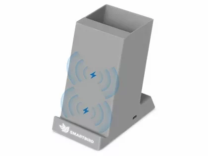 Беспроводная зарядка-подставка с подсветкой "Glow box", серый (Р), фото 2