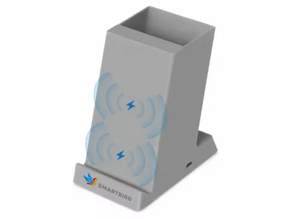 Беспроводная зарядка-подставка с подсветкой "Glow box", серый (Р), фото 1