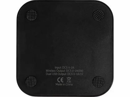 Беспроводная зарядка «Tile» с 2 USB-A, 5 Вт, черный, фото 5