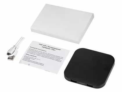 Беспроводная зарядка «Tile» с 2 USB-A, 5 Вт, черный, фото 8