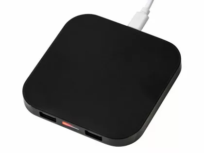 Беспроводная зарядка «Tile» с 2 USB-A, 5 Вт, черный, фото 3