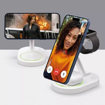 Беспроводная зарядная станция 3 в 1 MagSafe QI2 NEO, белый, Deppa, фото 4