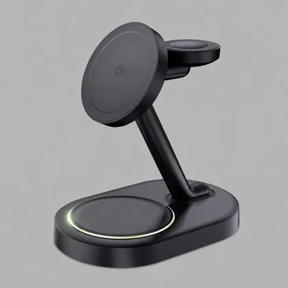 Беспроводная зарядная станция 3 в 1 MagSafe QI2 NEO Galaxy, черная, Deppa, фото 1