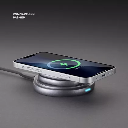 Беспроводная зарядная станция 3 в 1 MagSafe Rotation QI складная, графит, Deppa, фото 5