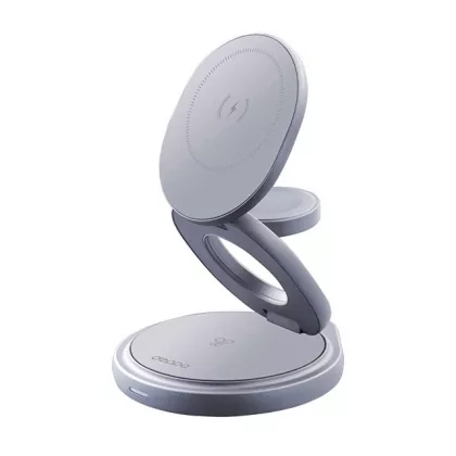 Беспроводная зарядная станция 3 в 1 MagSafe Rotation QI складная, графит, Deppa, фото 3