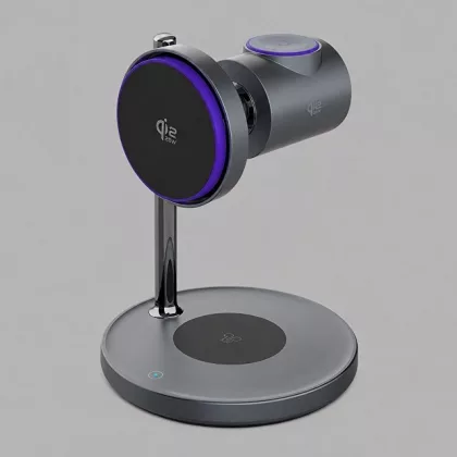Беспроводная зарядная станция 3 в 1 QI2.2 Max Power, Серая, Deppa, фото 1