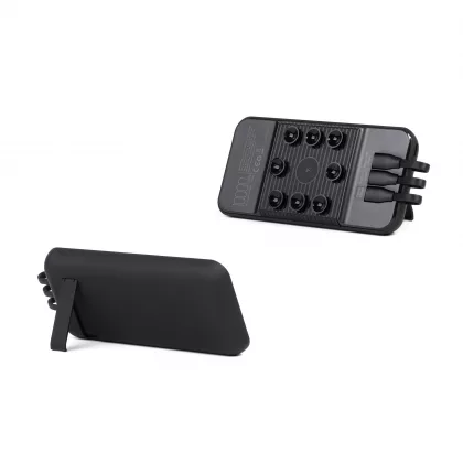 Беспроводное зарядное (22.5/15W) устройство "Topfull SOFTTOUCH" 10000 mAh с подсветкой лого, присосками, встроенными кабелями, с подставкой, черный, фото 5