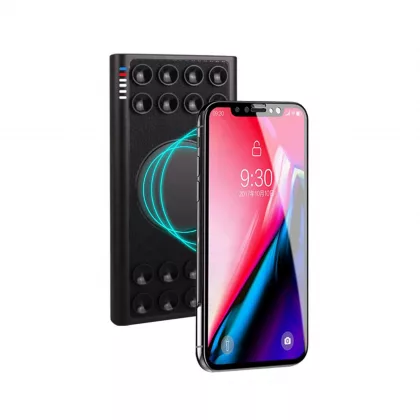 Беспроводное зарядное устройство "Eight SOFTTOUCH", 8000 mAh, с подсветкой логотипа и подставкой, черный, фото 3