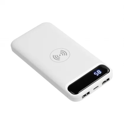 Беспроводное зарядное устройство "Quantum", 10000 mAh с цифровым индикатором заряда, белый, фото 6