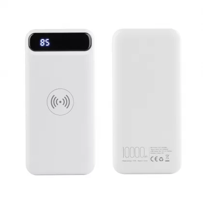 Беспроводное зарядное устройство "Quantum", 10000 mAh с цифровым индикатором заряда, белый, фото 5