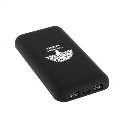 Беспроводное зарядное устройство "Sticky SOFTTOUCH", 10000 mAh с подсветкой логотипа и присосками, черный, фото 3