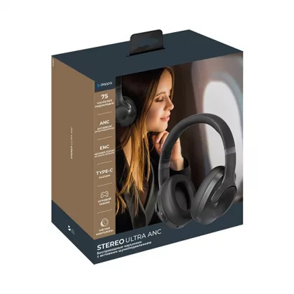 Беспроводные накладные наушники Stereo Ultra ANC, BT 5.4, ANC/ENC, 500мАч, черный, Deppa, фото 6