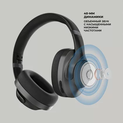 Беспроводные накладные наушники Stereo Ultra ANC, BT 5.4, ANC/ENC, 500мАч, черный, Deppa, фото 3