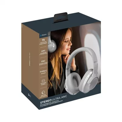 Беспроводные накладные наушники Stereo Ultra ANC, BT 5.4, ANC/ENC, 500мАч, серебристый, Deppa, фото 6