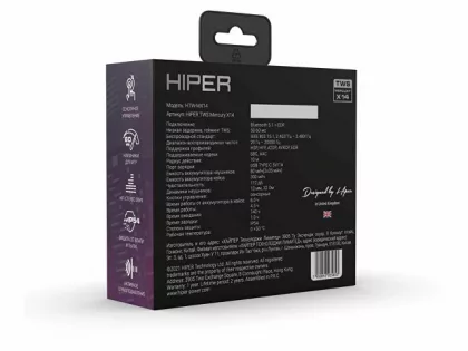 Беспроводные наушники HIPER TWS Mercury X14 (HTW-MX14) Bluetooth 5.1 гарнитура, Черный (Р), фото 9