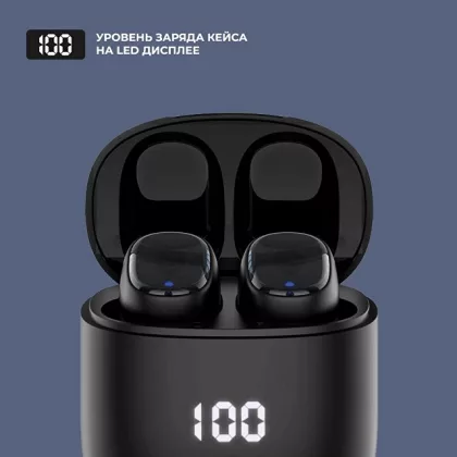 Беспроводные наушники с микрофоном Air Buds Pro, TWS, BT 5.3, LED, 300 мАч, черный, Deppa, фото 5