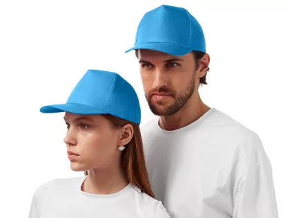 Бейсболка "Poly" 5-ти панельная 120 гр, голубой, фото 2