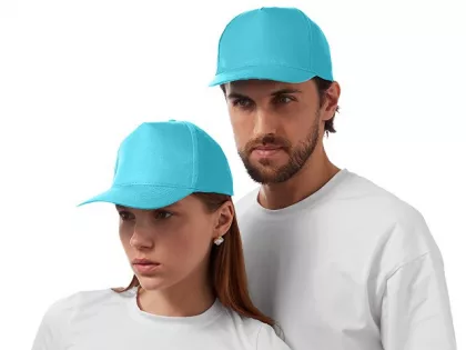 Бейсболка "Poly" 5-ти панельная 120 гр, лазурный, фото 2