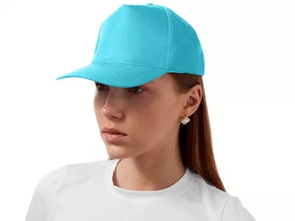 Бейсболка "Poly" 5-ти панельная 120 гр, лазурный, фото 4