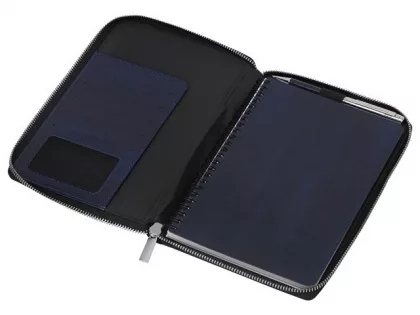 Бизнес-блокнот на молнии А5 «Fabrizio» с RFID защитой и ручкой, синий, фото 5