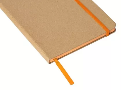 Блокнот A5 "Sevilia Color", твердая обложка из крафта, 80 листов, цветной срез и форзац, натуральный/оранжевый, фото 3
