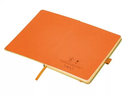 Блокнот A5 "Sevilia Color", твердая обложка из крафта, 80 листов, цветной срез и форзац, натуральный/оранжевый, фото 2