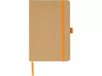Блокнот A5 "Sevilia Color", твердая обложка из крафта, 80 листов, цветной срез и форзац, натуральный/оранжевый, фото 4