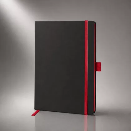 Блокнот "ColorNote Black", твердая обложка A5, 80 листов, черный с красным (Р)
