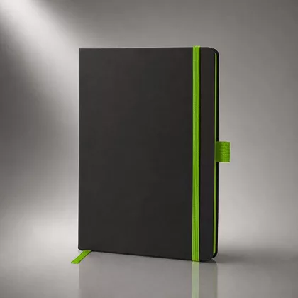 Блокнот "ColorNote Black", твердая обложка A5, 80 листов, черный с зеленым яблоком