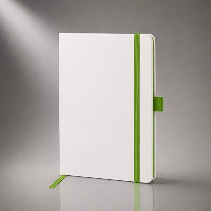 Блокнот "ColorNote White", твердая обложка A5, 80 листов, белый и зеленое яблоко