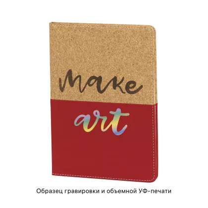 Блокнот "Фьюджи" уценка, формат А5, покрытие soft touch+пробка, красный, фото 7