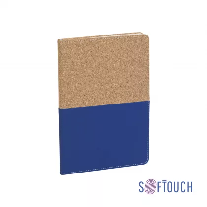 Блокнот "Фьюджи" уценка, формат А5, покрытие soft touch+пробка, синий