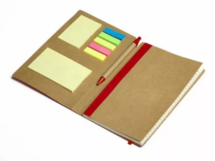 Блокнот с ручкой и набором стикеров А5 "Write and stick", красный, фото 3