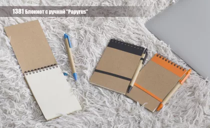 Блокнот с ручкой "Papyrus", оранжевый, фото 3