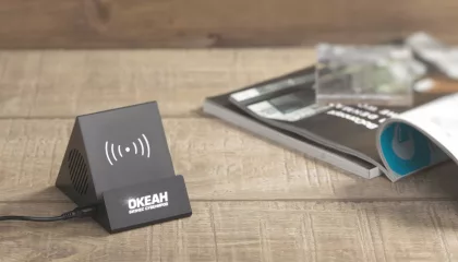 Bluetooth колонка-подставка "Rock" 3Вт с беспроводным зарядным устройством и подсветкой логотипа, черный, фото 2