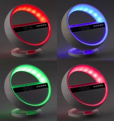 Bluetooth колонка "Smart Orb" 5Вт с беспроводным (15W) ЗУ, лампой, часами, FM радио, белый, фото 5