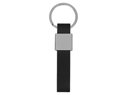 Брелок из металла и иск.кожи "Strap", серебристый/черный, фото 2