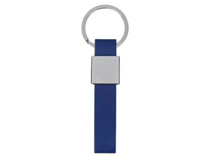 Брелок из металла и иск.кожи "Strap", серебристый/темно-синий, фото 2