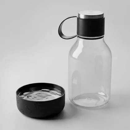 Бутылка для воды 2-в-1 «Dog Bowl Bottle» со съемной миской для питомцев, 1500 мл, черный, фото 1