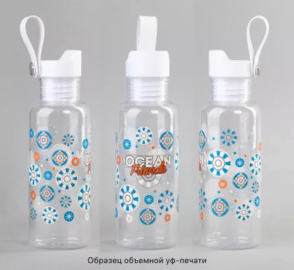 Бутылка для воды "Ариэль" 600 мл с кнопкой, белый, фото 7