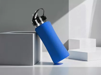 Бутылка для воды "Bottle C1", сталь, soft touch, 600 мл, синий