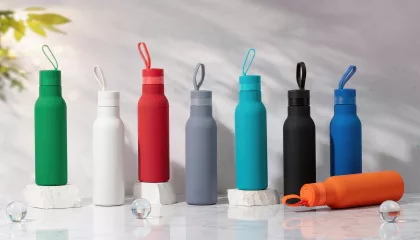 Бутылка для воды "Фитнес" 700 мл, покрытие soft touch, красный, фото 8