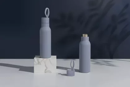 Бутылка для воды "Фитнес" 700 мл, покрытие soft touch, серый, фото 9